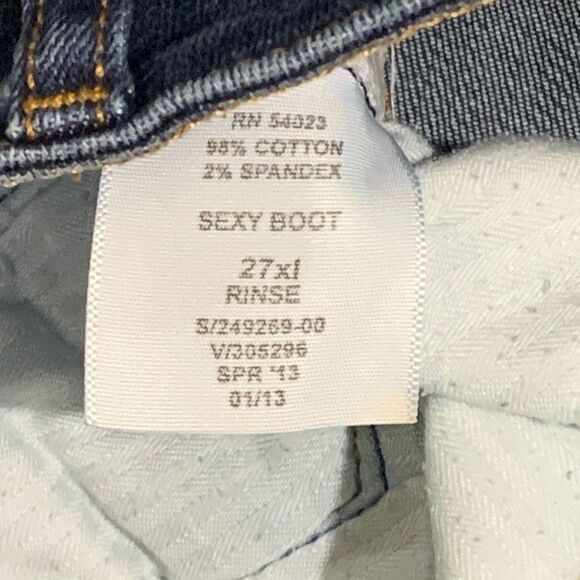 Gap 1969 Women’s Sexy Boot Blue Jeans Size 27xL Raw Hem Dark Wash Low Rise - Picture 5 of 9